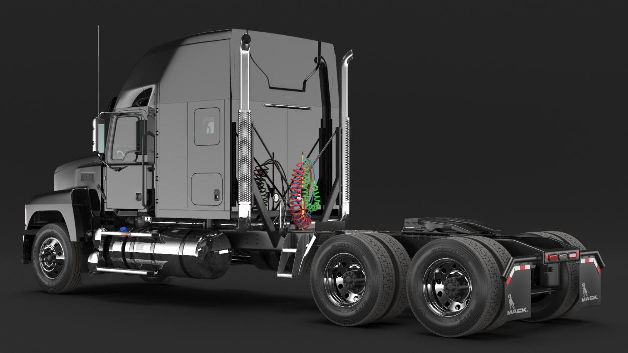 Mack Pinnacle 2025 Semi Truck Black Rigged 3D