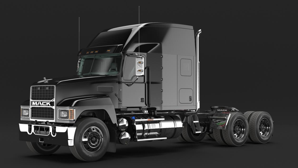 Mack Pinnacle 2025 Semi Truck Black Rigged 3D