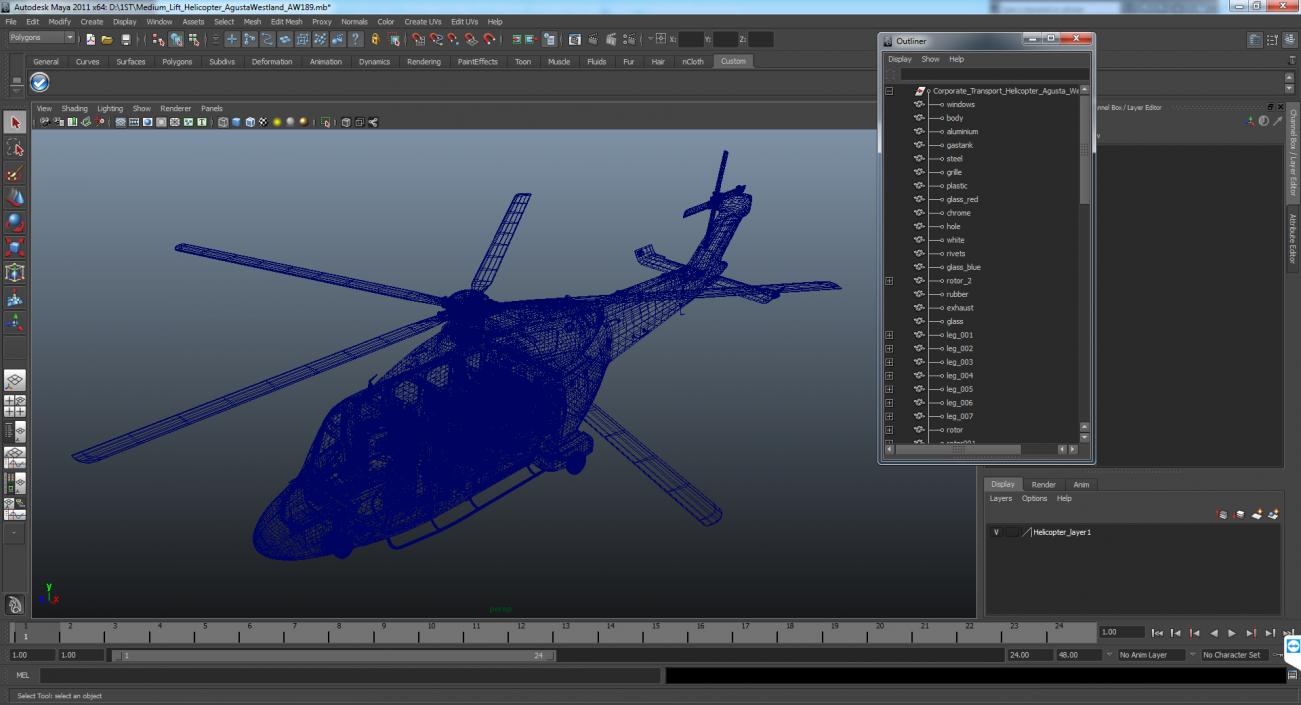 3D Medium Lift Helicopter AgustaWestland AW189 model