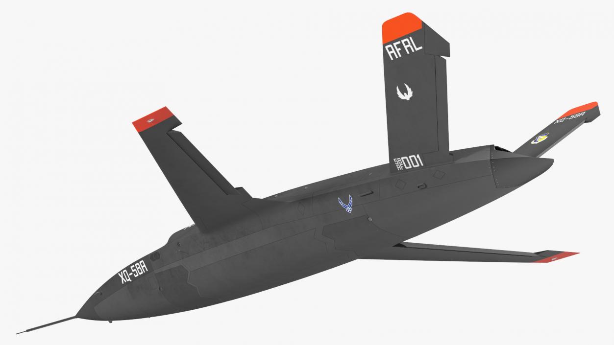 Valkyrie Kratos XQ-58 Combat Military Drone Rigged for Cinema 4D 3D model