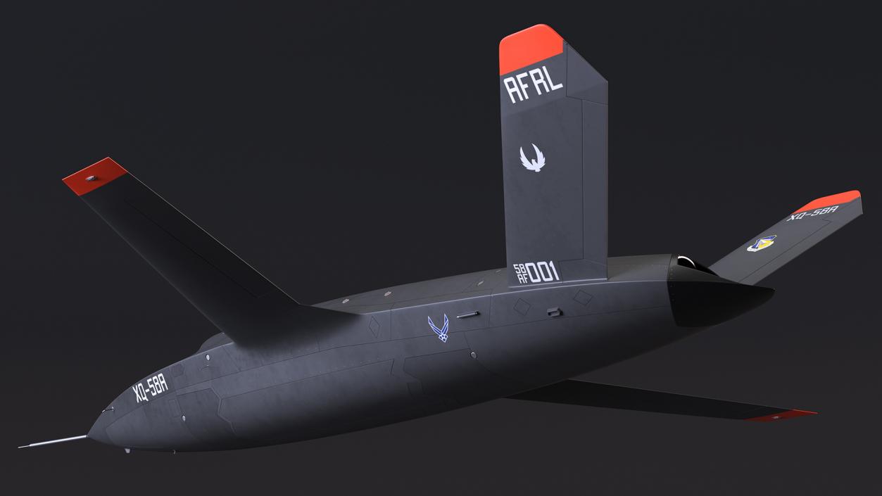 Valkyrie Kratos XQ-58 Combat Military Drone Rigged for Cinema 4D 3D model