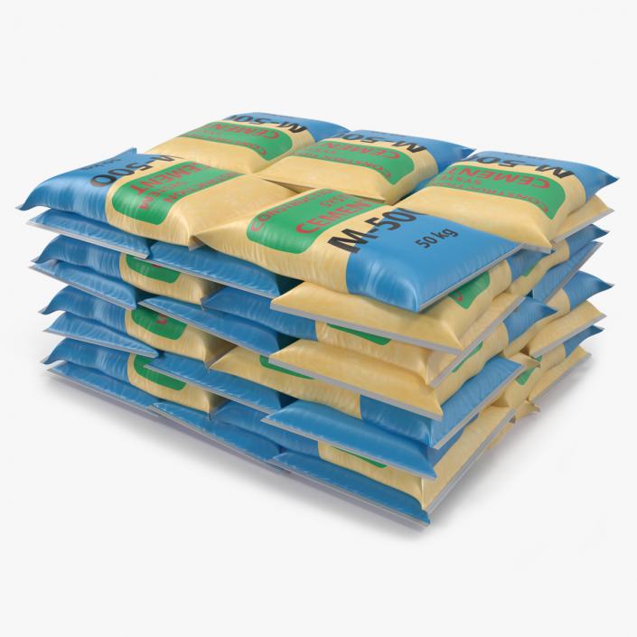 3D Neatly Stacked Cement Bags