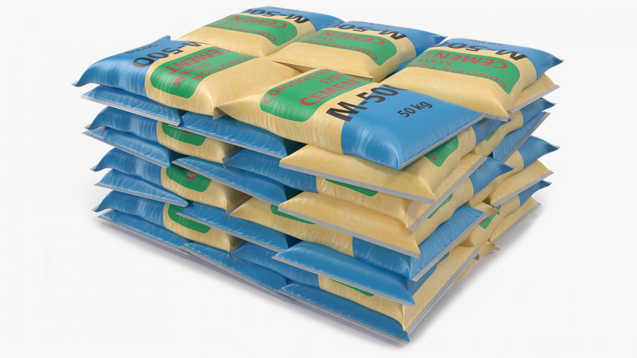 3D Neatly Stacked Cement Bags