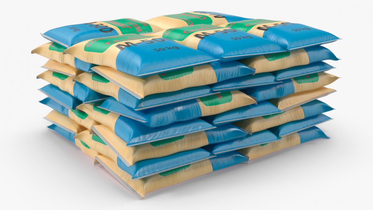 3D Neatly Stacked Cement Bags