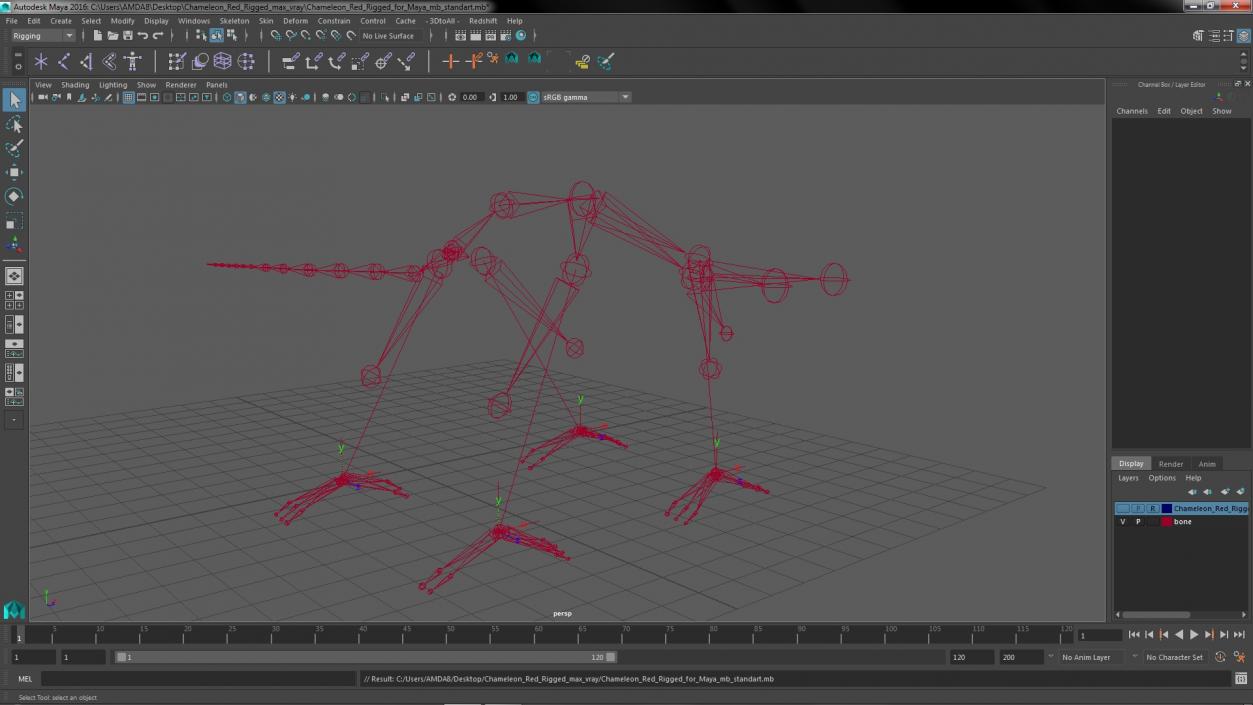 Chameleon Red Rigged for Maya 3D model