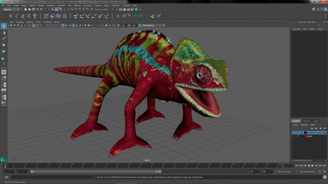 Chameleon Red Rigged for Maya 3D model