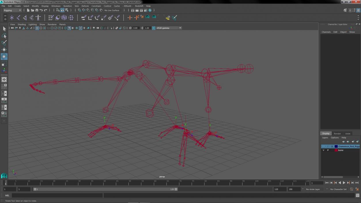 Chameleon Red Rigged for Maya 3D model