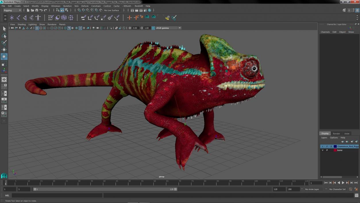 Chameleon Red Rigged for Maya 3D model