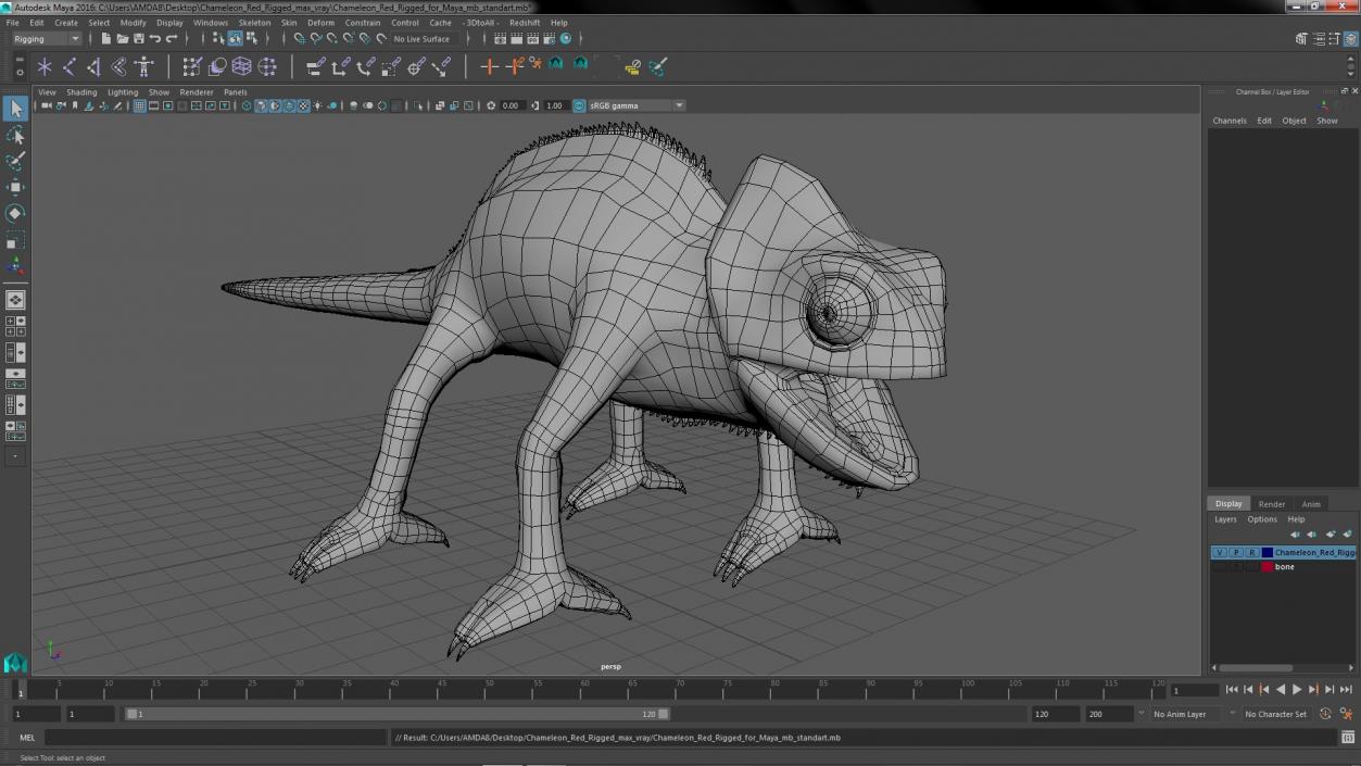 Chameleon Red Rigged for Maya 3D model