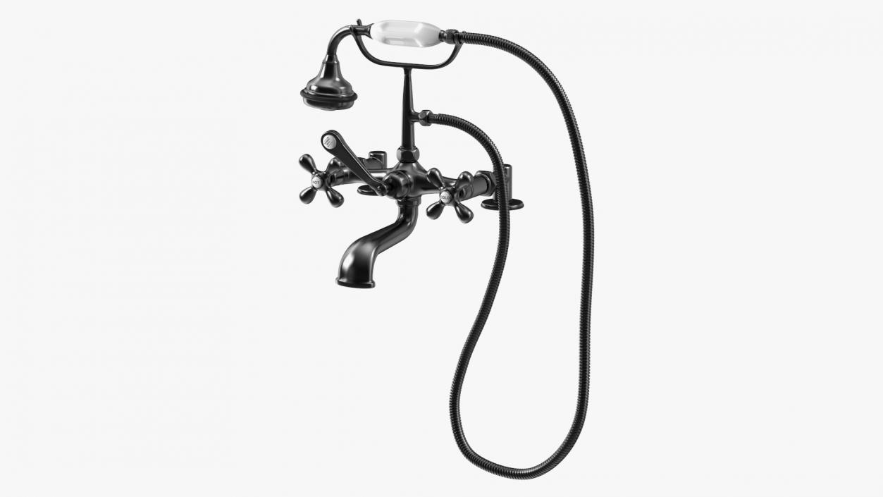 Traditional Crosshead Bath Shower Mixer Tap Black 3D model