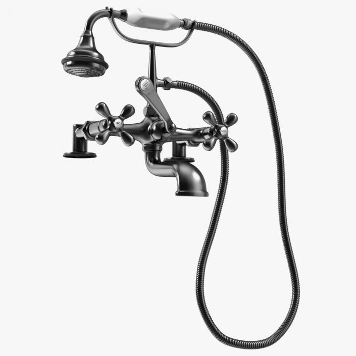 Traditional Crosshead Bath Shower Mixer Tap Black 3D model