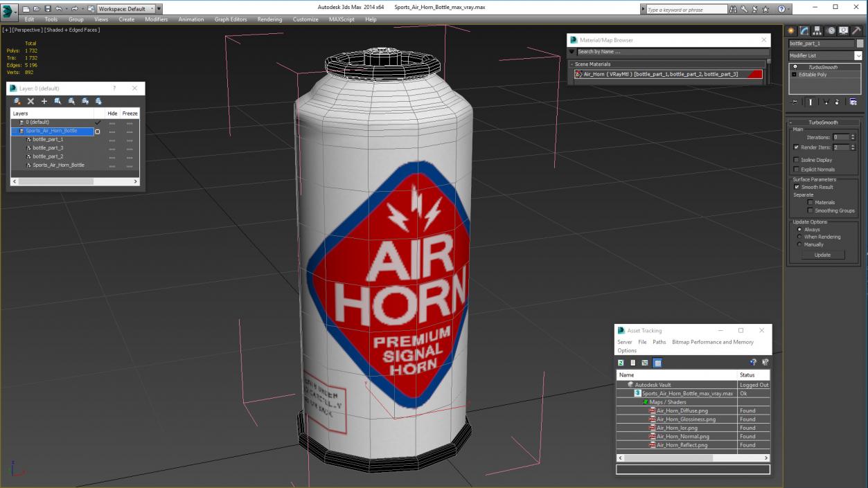 Sports Air Horn Bottle 3D