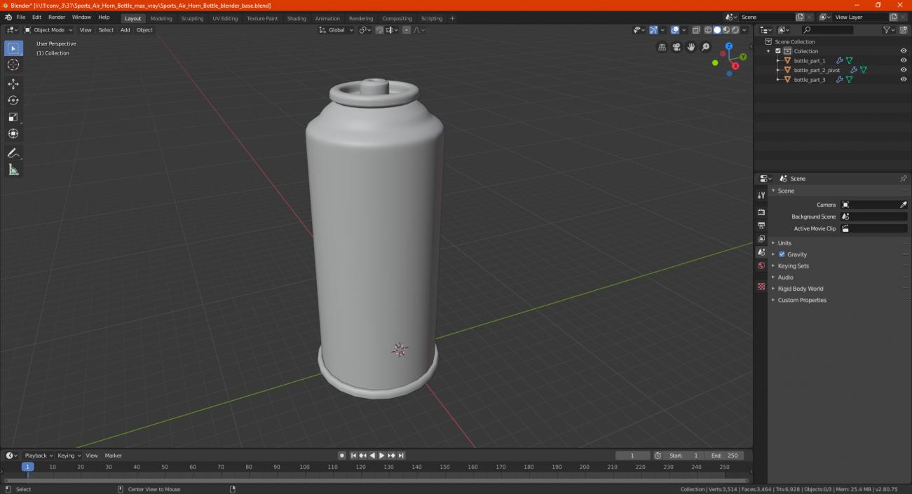 Sports Air Horn Bottle 3D