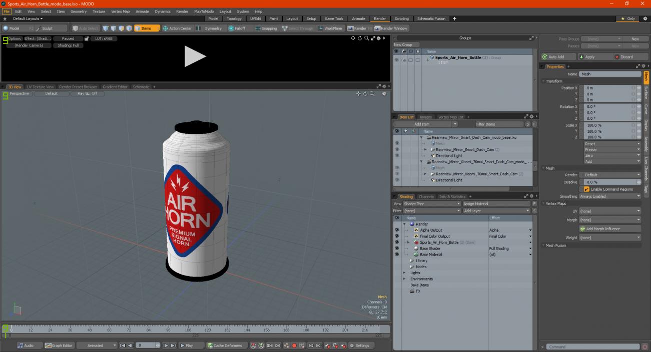 Sports Air Horn Bottle 3D