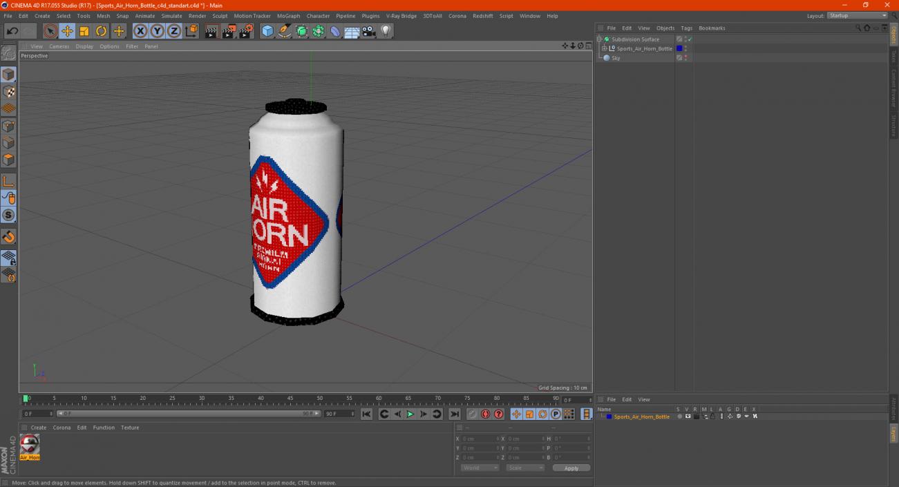 Sports Air Horn Bottle 3D