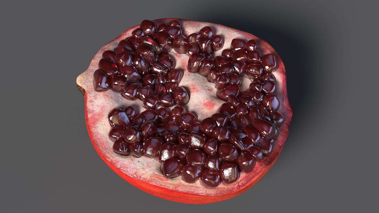 3D Cross Section of Pomegranate Red Fruit model