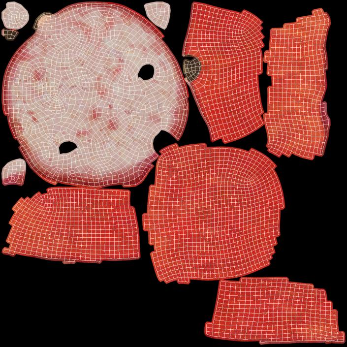 3D Cross Section of Pomegranate Red Fruit model