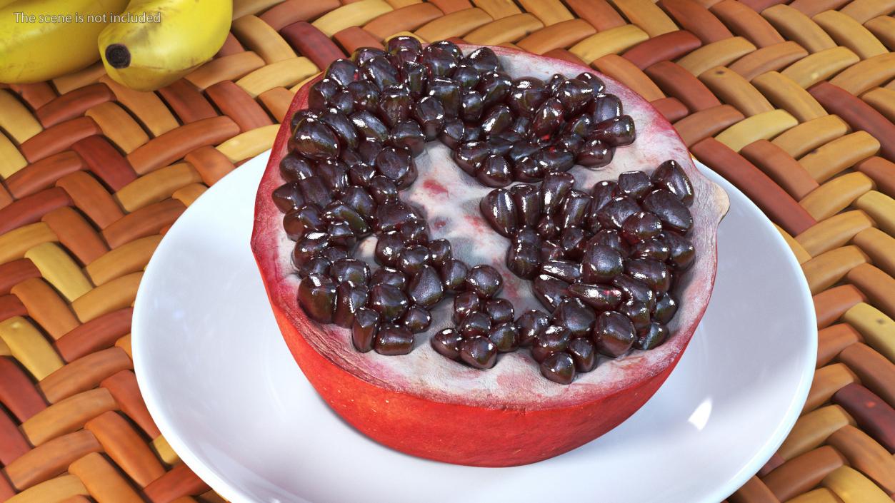 3D Cross Section of Pomegranate Red Fruit model