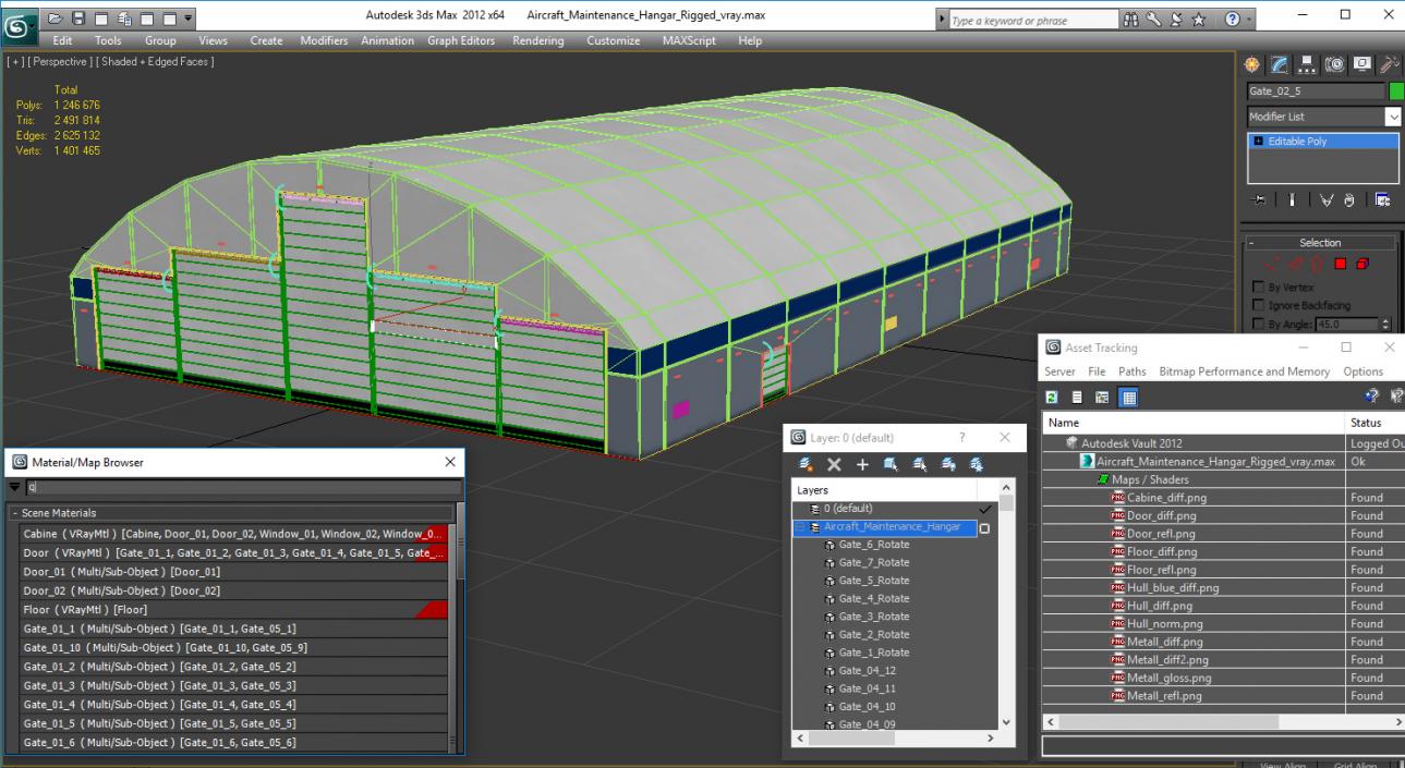 Aircraft Maintenance Hangar Rigged 3D model