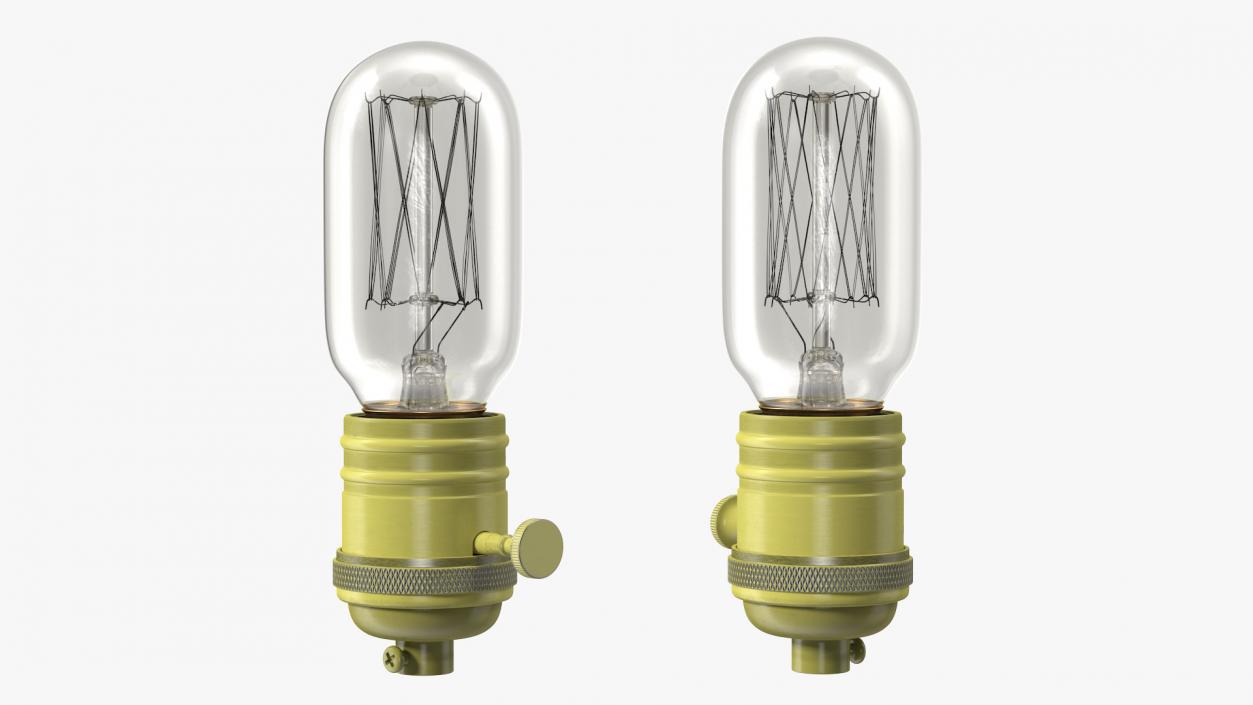 3D Brass Lamp Holder with Light Bulb model