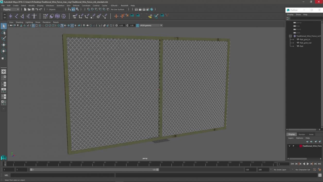 Traditional Wire Fence 3D