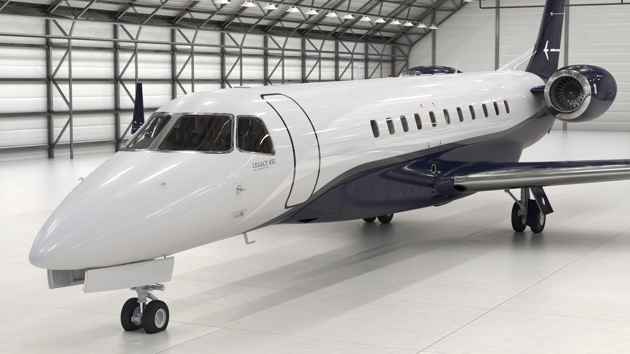 3D model Private Jet Embraer Legacy 650E In Aircraft Hangar