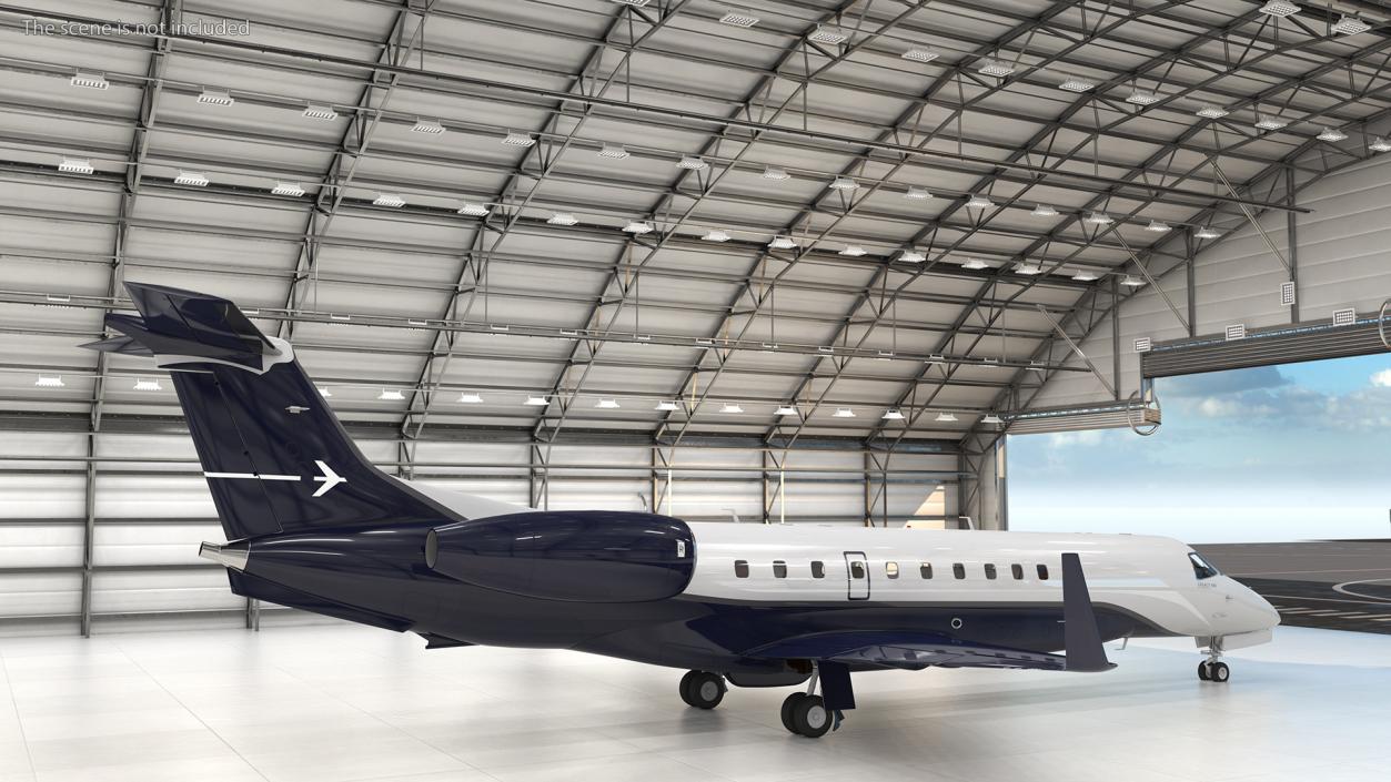 3D model Private Jet Embraer Legacy 650E In Aircraft Hangar