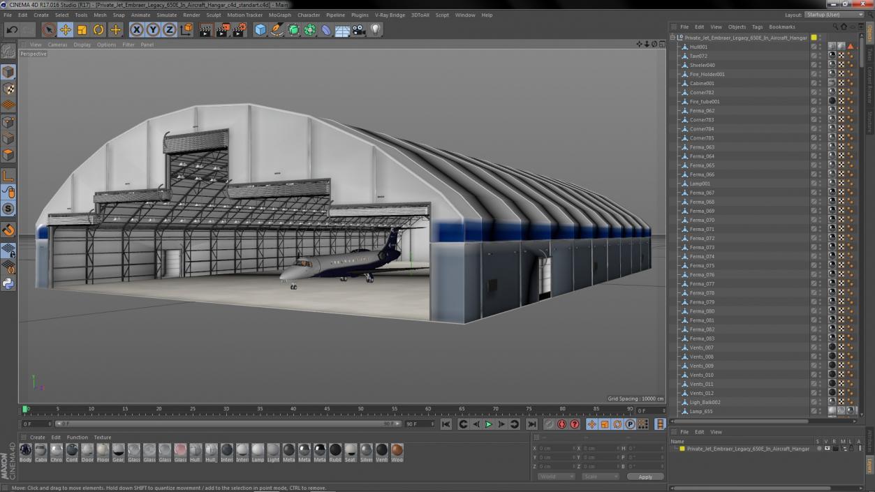 3D model Private Jet Embraer Legacy 650E In Aircraft Hangar