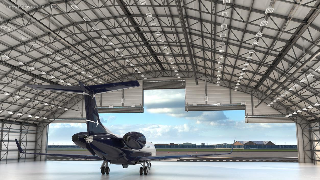 3D model Private Jet Embraer Legacy 650E In Aircraft Hangar