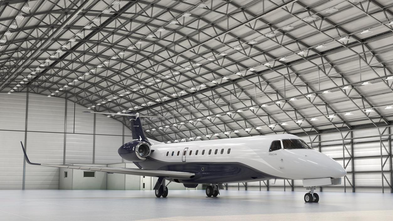 3D model Private Jet Embraer Legacy 650E In Aircraft Hangar