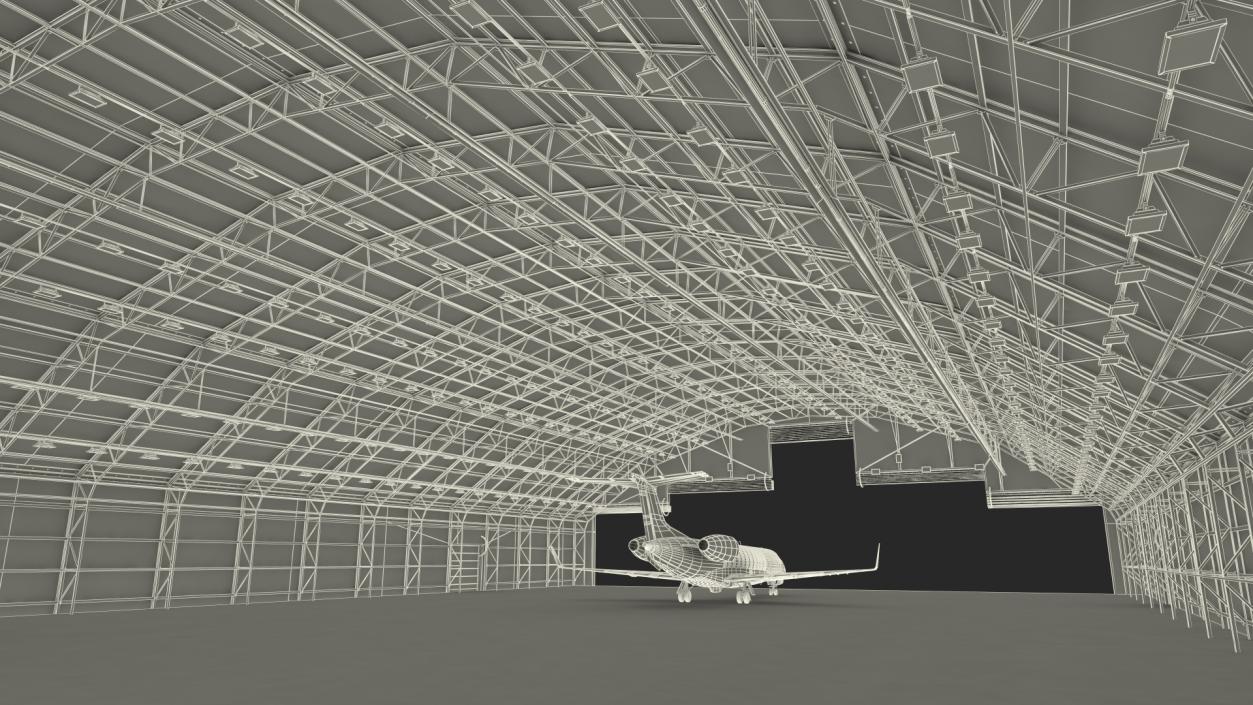 3D model Private Jet Embraer Legacy 650E In Aircraft Hangar