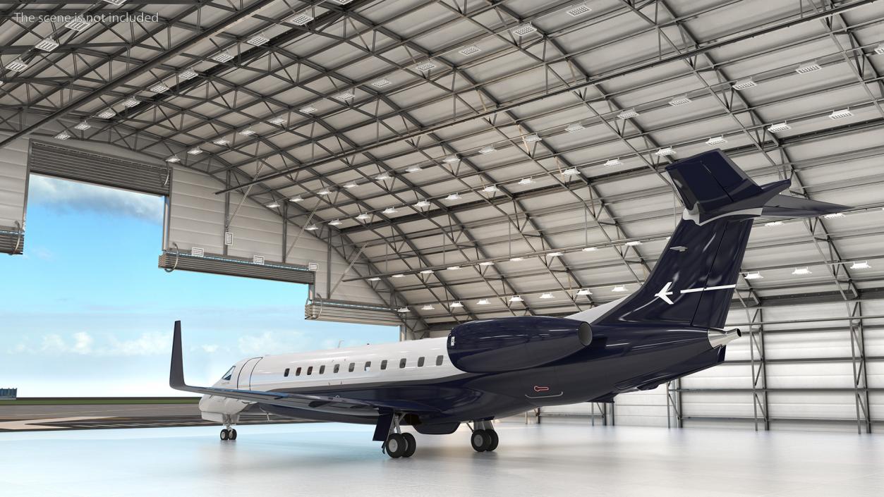 3D model Private Jet Embraer Legacy 650E In Aircraft Hangar