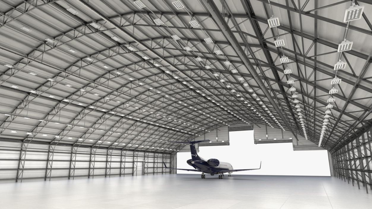 3D model Private Jet Embraer Legacy 650E In Aircraft Hangar