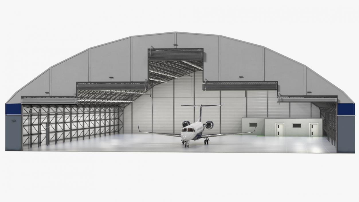 3D model Private Jet Embraer Legacy 650E In Aircraft Hangar