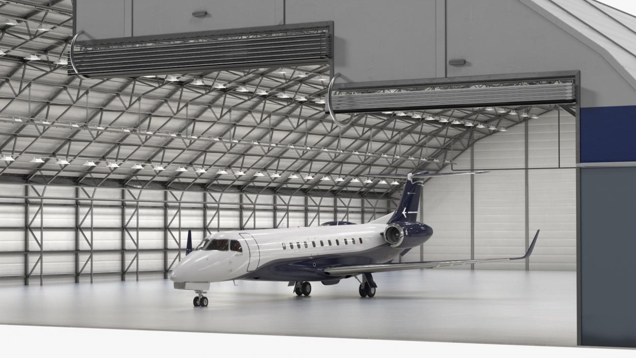 3D model Private Jet Embraer Legacy 650E In Aircraft Hangar