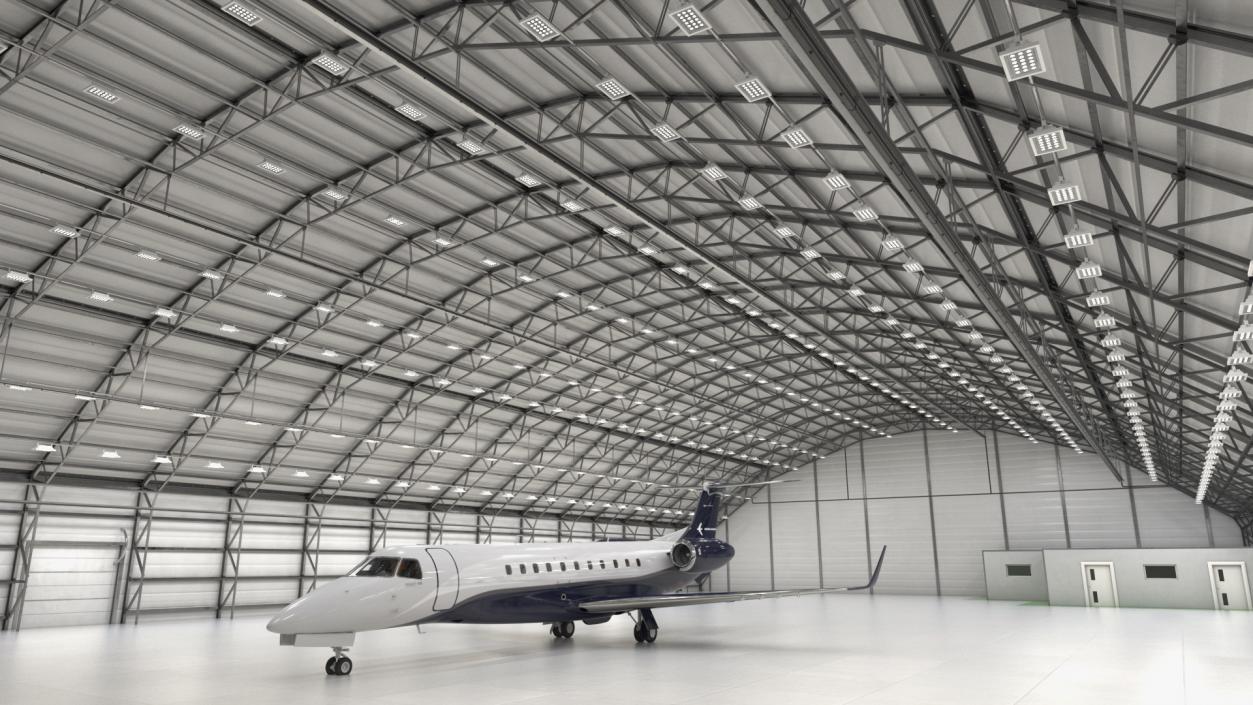 3D model Private Jet Embraer Legacy 650E In Aircraft Hangar