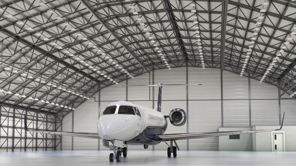 3D model Private Jet Embraer Legacy 650E In Aircraft Hangar