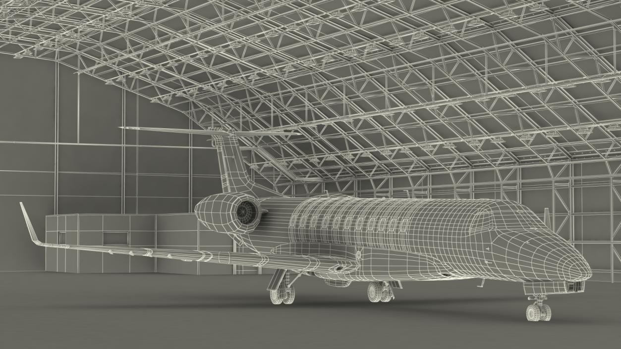 3D model Private Jet Embraer Legacy 650E In Aircraft Hangar