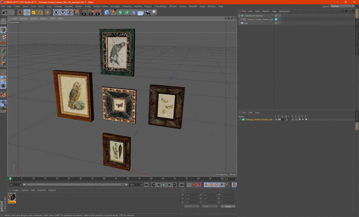 3D model Vintage Ornate Frames Set