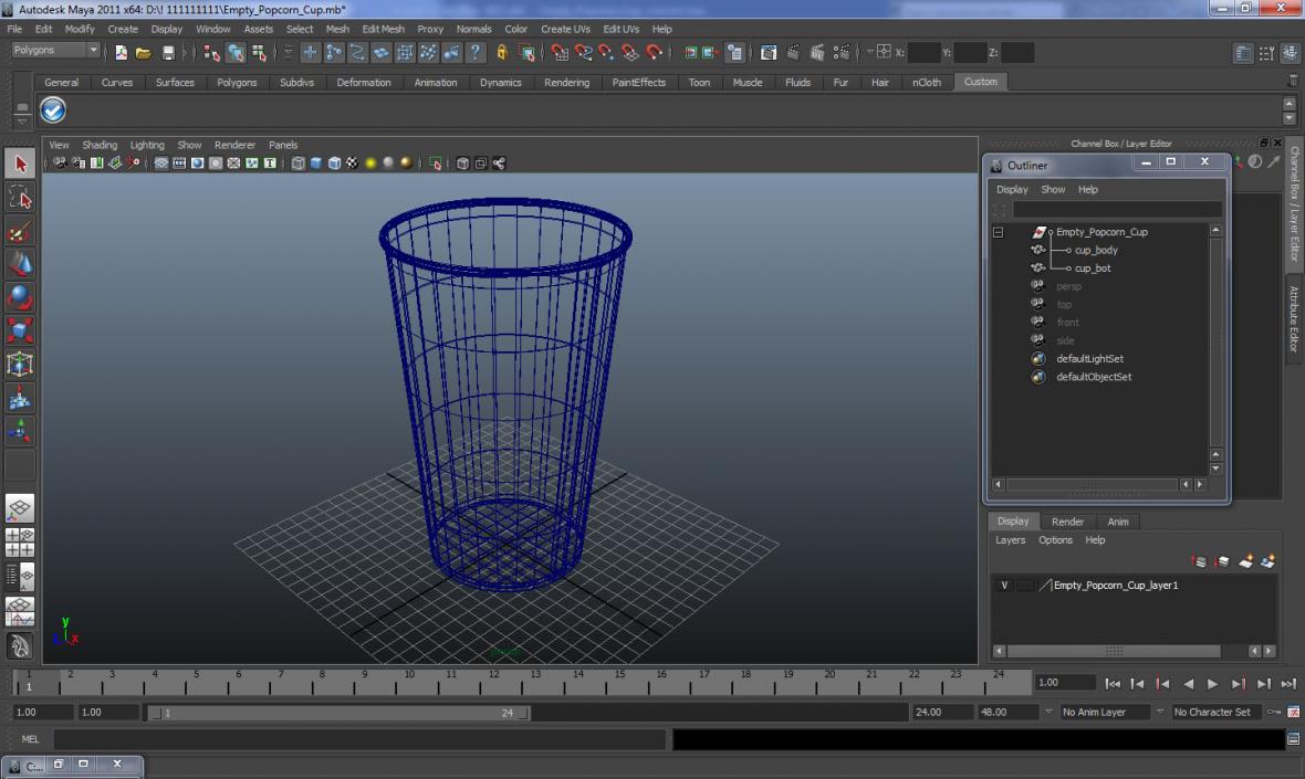 Empty Popcorn Cup 3D