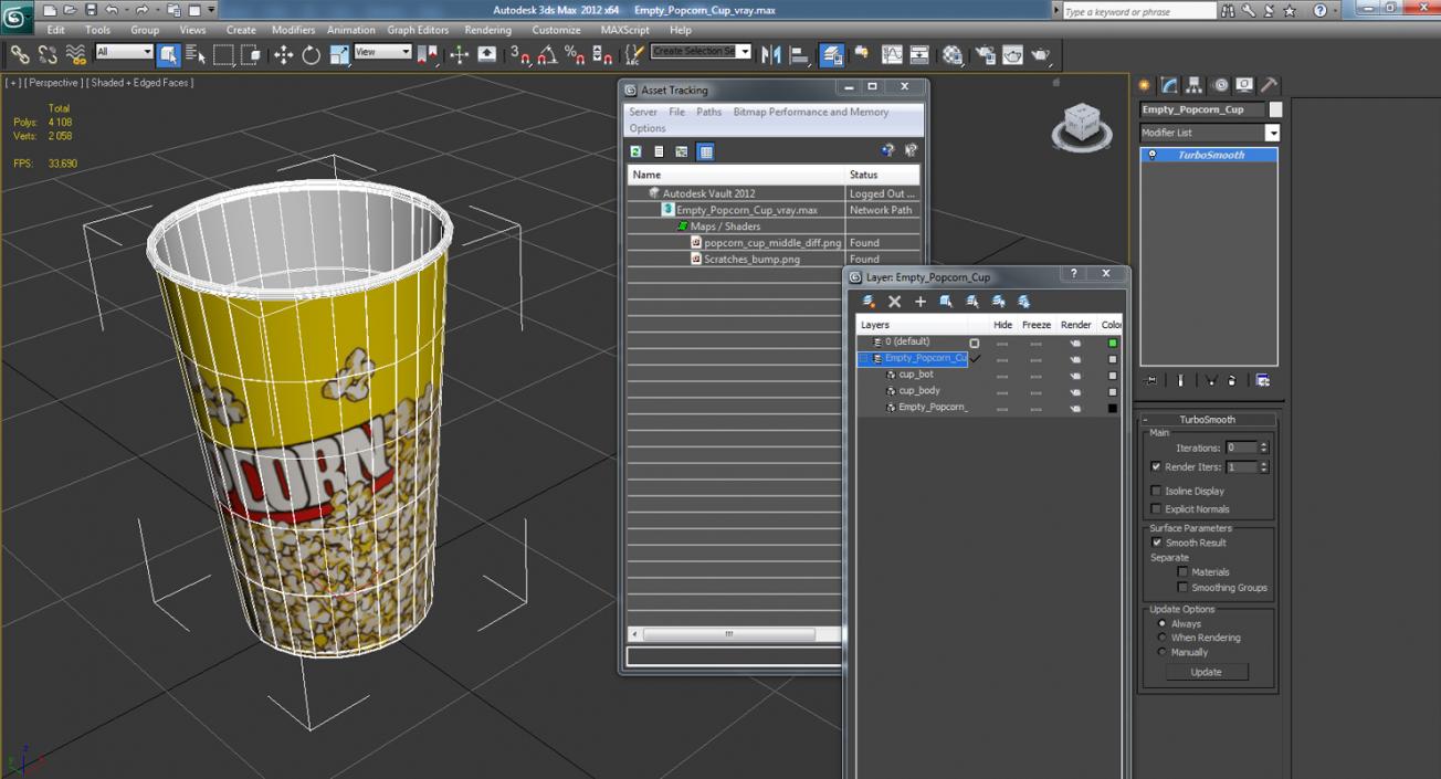 Empty Popcorn Cup 3D