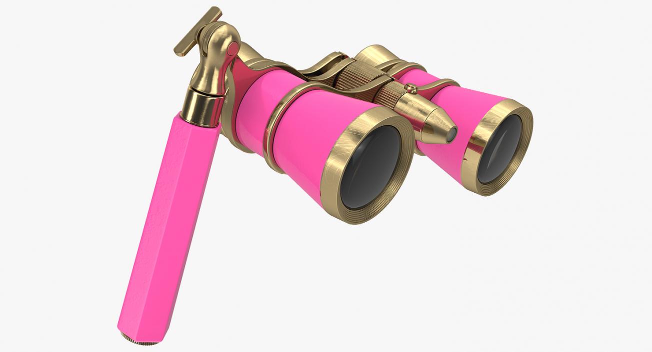 3D Elegant Pink Opera Glasses with Handle model