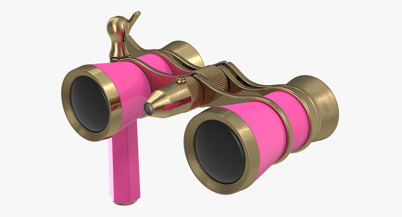 3D Elegant Pink Opera Glasses with Handle model