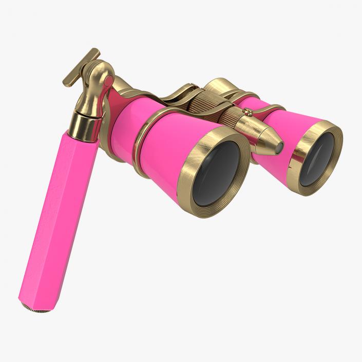 3D Elegant Pink Opera Glasses with Handle model