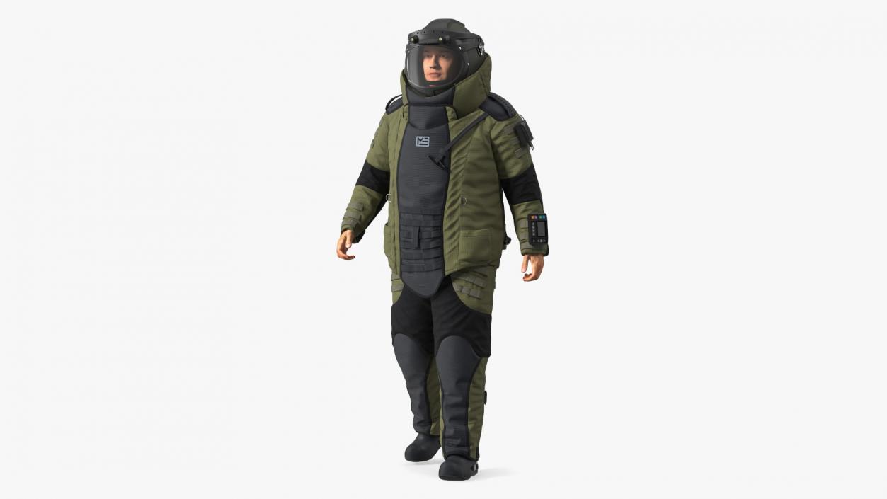 3D Man in EOD 10 Bomb Suit Walking Pose