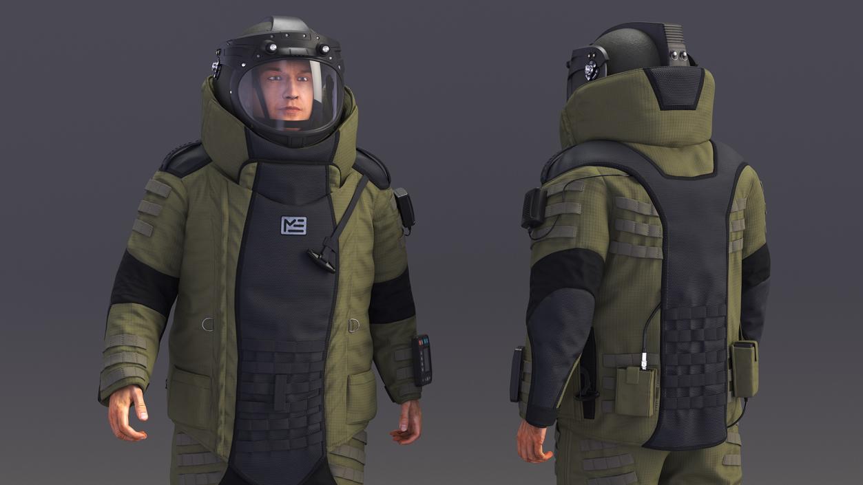 3D Man in EOD 10 Bomb Suit Walking Pose