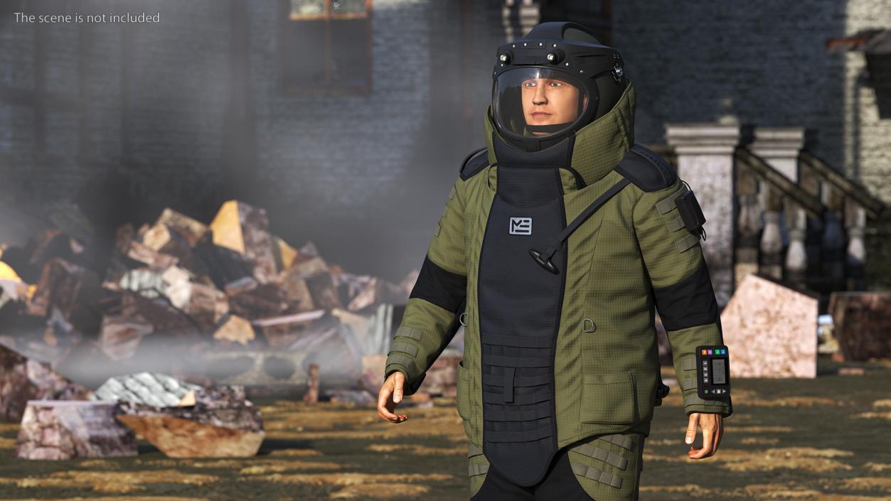 3D Man in EOD 10 Bomb Suit Walking Pose