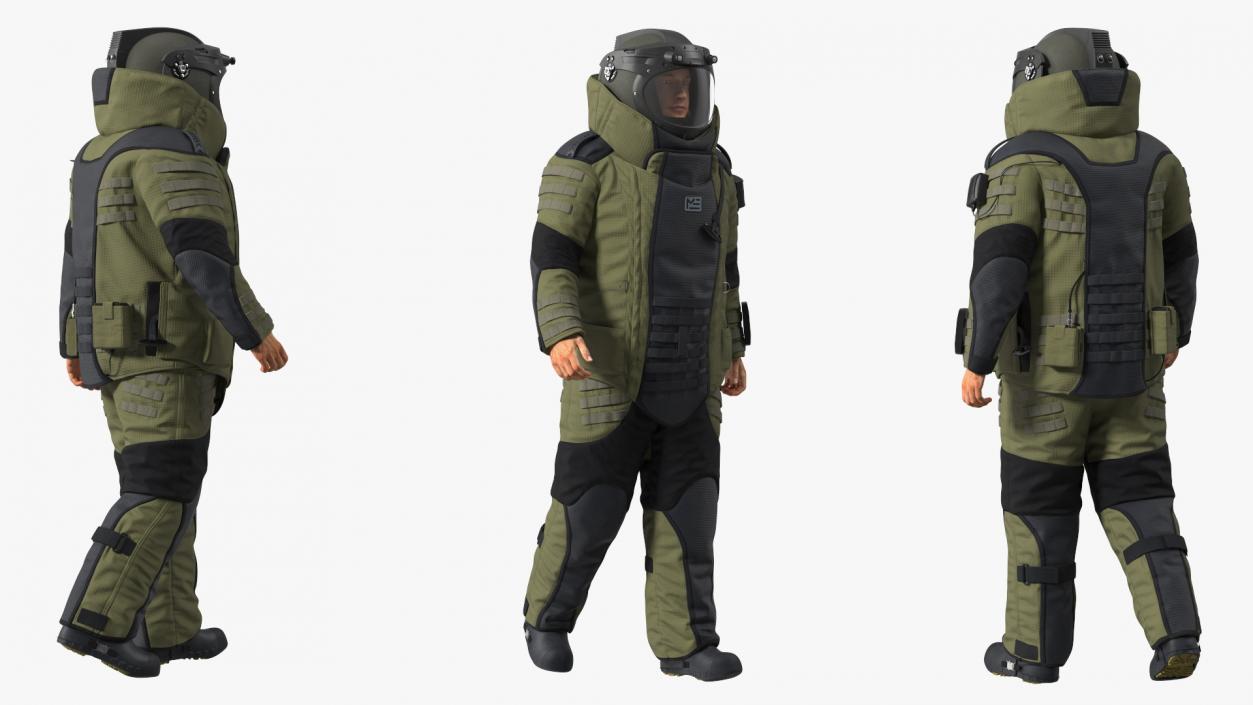 3D Man in EOD 10 Bomb Suit Walking Pose