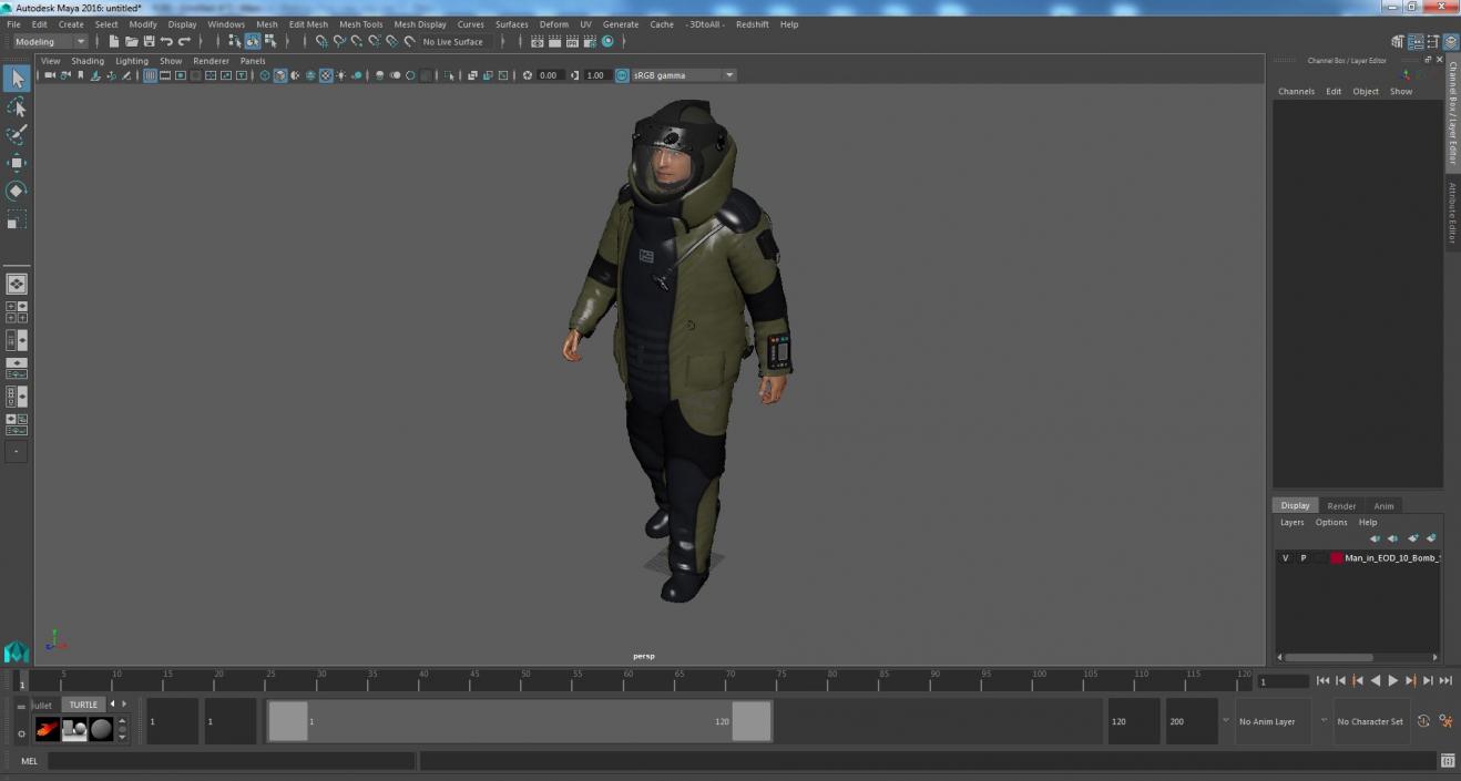 3D Man in EOD 10 Bomb Suit Walking Pose