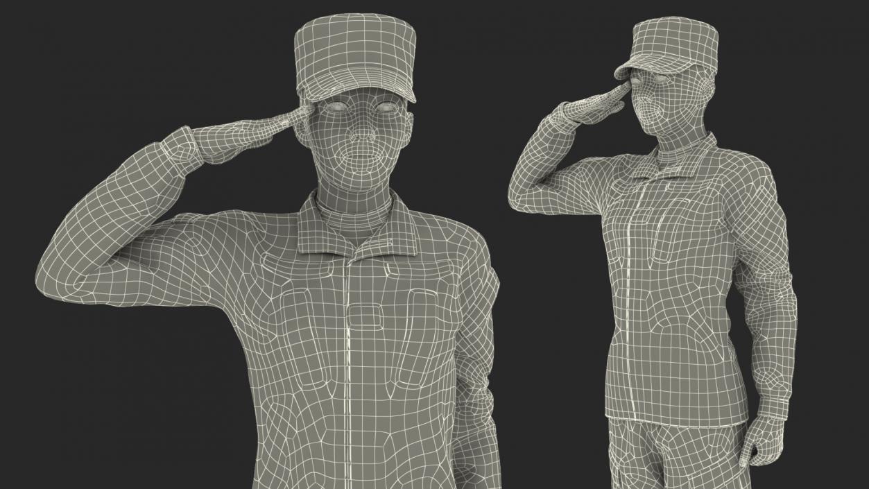 3D Female Soldier Military ACU Saluting Pose